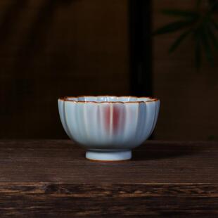 非遗手作张旭东手工钧瓷茶杯 青脂釉窑变青莲杯微醺茶器单杯礼盒