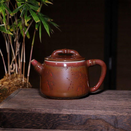 白露伟石瓢壶 神垕钧瓷炉钧釉茶壶原矿中式茶器陶瓷泡茶壶礼盒装