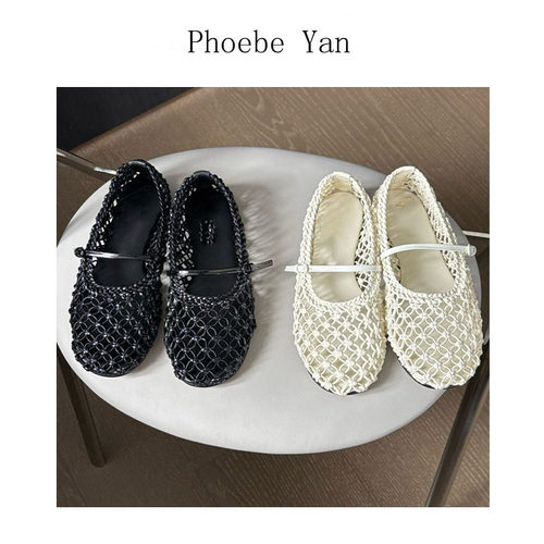 复古镂空编织一字带圆头玛丽珍鞋