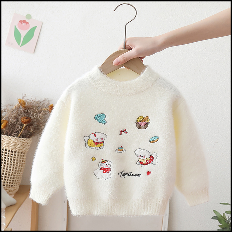 女童毛衣水貂绒冬季加厚2025新款洋气儿童针织衫中大童女孩打底衫