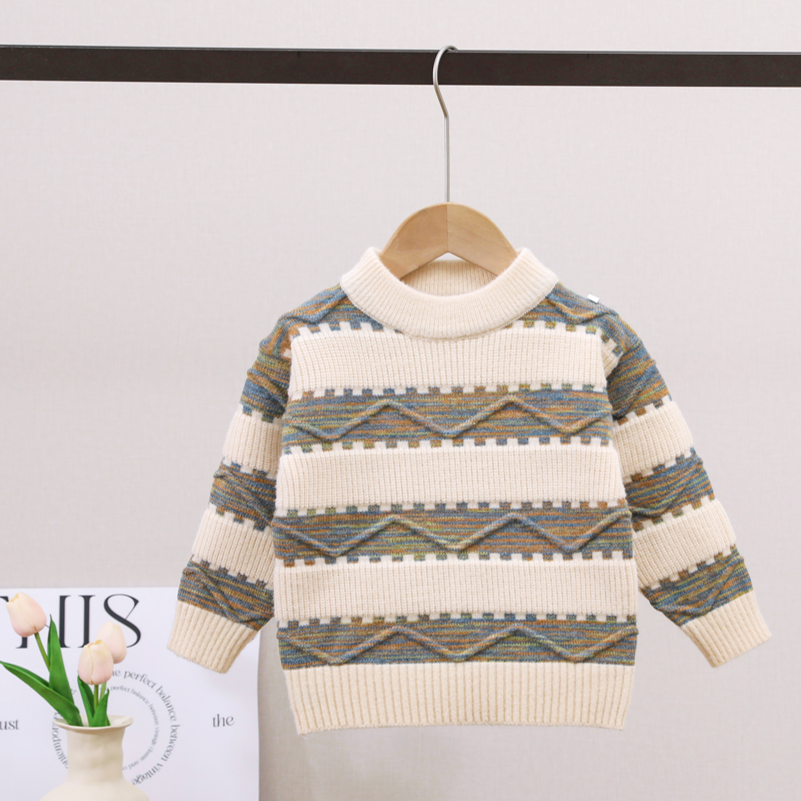 男童水貂绒毛衣2025冬季新款洋气儿童针织潮流加绒加厚保暖韩国绒