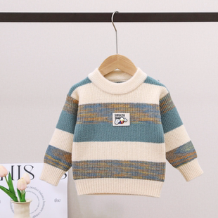 男宝宝毛衣冬装2025男孩韩国绒针织衫秋冬男童打底衫套头儿童上衣