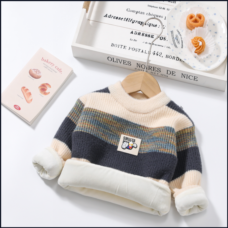 男童毛衣秋冬款2025新款中小儿童线衣加绒男孩加厚保暖针织衫童装