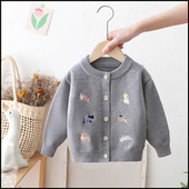 春秋装 洋气2025新款 宝宝加厚毛衣小童外套 男女童韩版 儿童针织开衫