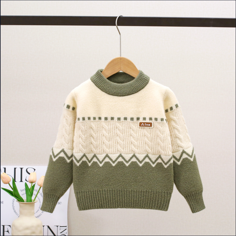 毛衣男宝条纹加厚儿童羊绒衫男童打底衫大童水貂绒秋冬2025新款潮