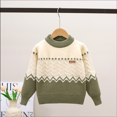 毛衣男宝条纹加厚儿童羊绒衫男童打底衫大童水貂绒秋冬2025新款潮