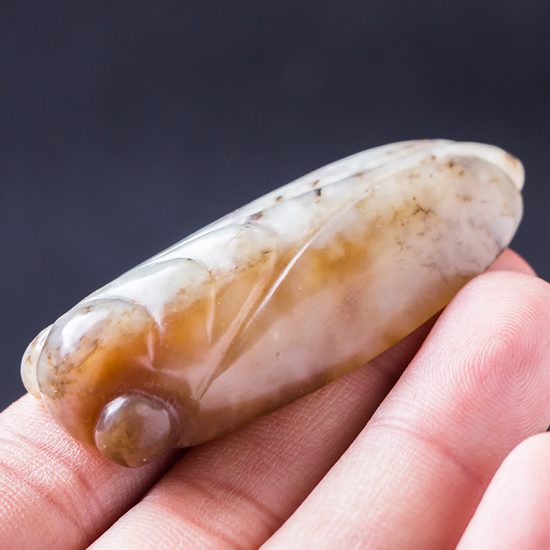 和田糖料 一鸣惊人挂件 黄白老玉知了蝉蛹吊坠 红山文化题材福利