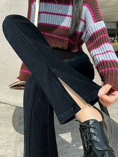 外穿女冬装 子秋冬款 加绒加厚打底牛仔裤 喇叭长裤 孕妇裤 孕早期冬季