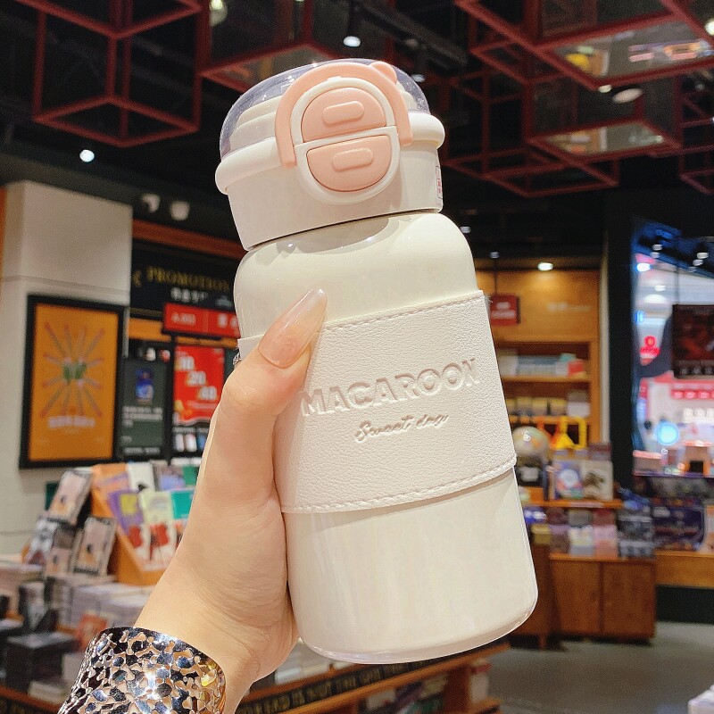 简约双饮吸管不锈钢保温杯