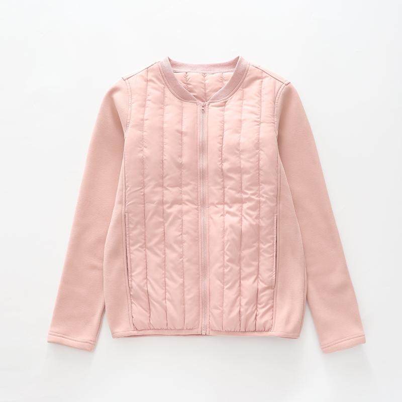 羽绒棉加绒长袖男女士秋冬加厚加绒保暖上衣双层保暖短款圆领上装