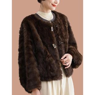 短款海宁皮草外套女年轻彷貂绒豹纹大衣时尚皮毛一体2025新款爆款