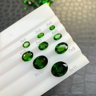 天然精品俄罗斯透辉石裸石多规格3*4-9*11mm椭圆形全净体满火彩