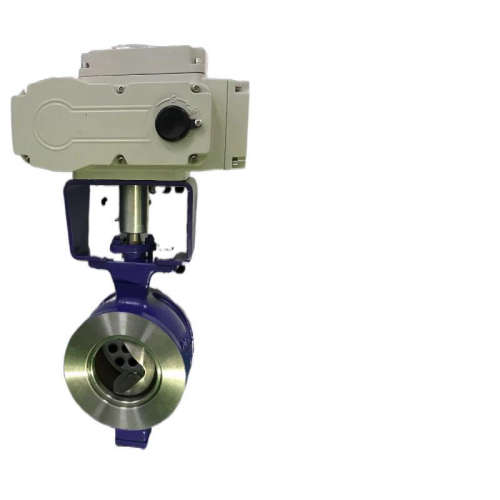 V型球阀电动对夹高温耐磨DN80蒸汽浆料颗粒切断阀VQ977F