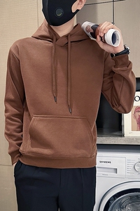 深灰首WY238单P58控78抖音直播店主风纯色加绒连帽男卫衣社会小伙图片