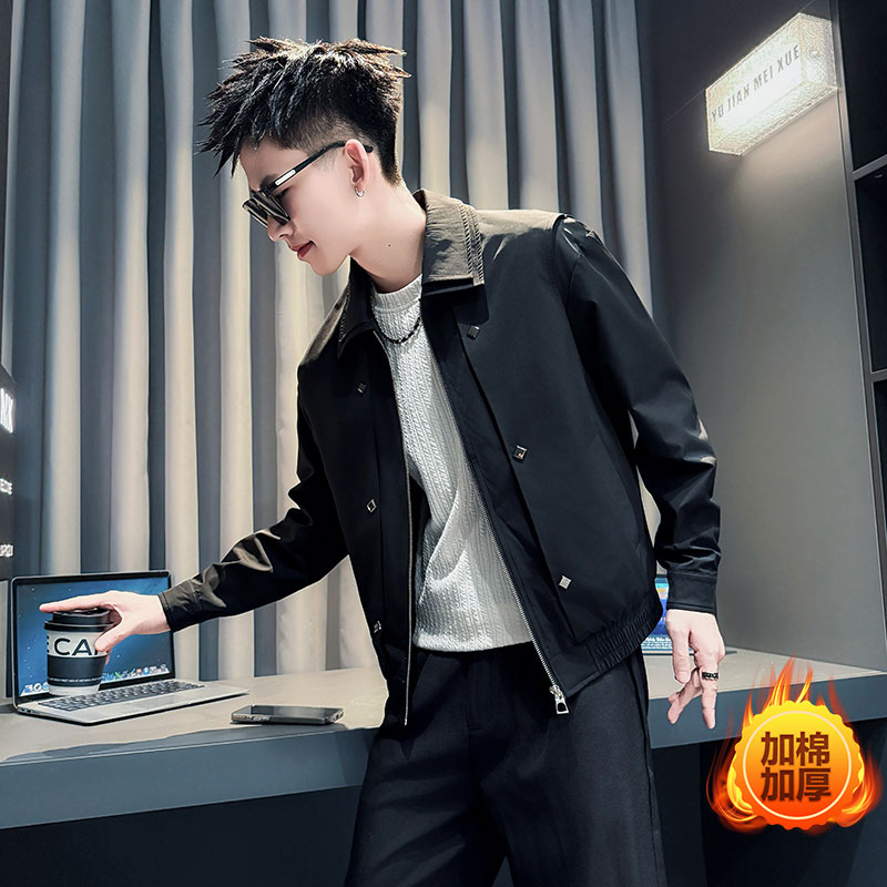 黑首JK121-P98-加棉108控138抖音店主风潮流夹克男士外套社会小伙，男装夹克，星座309A