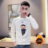 黑首加绒WY70-P68控88加绒加厚小熊印花男套头卫衣抖音上衣，男装卫衣，星座309A