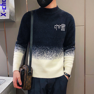 无头黑白D301-MY135-特P68控98冬季流行毛衣男修身流行休闲打底衫图片