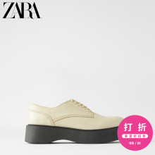 199元包邮  ZARA  女鞋 裸色牛皮革真皮平底德比鞋 12538510002