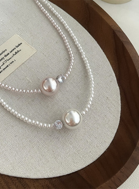 法式珍珠串珠锆石项链女2026新款高级感轻奢小众锁骨链项饰女潮