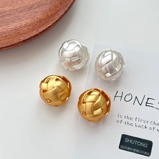 冷淡风立体编织耳扣欧美时尚简约精致气质小众高级感球状耳环耳饰