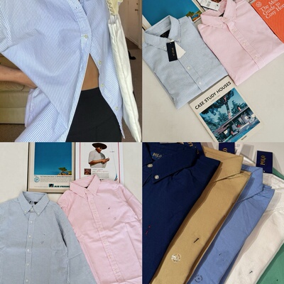 OK!STYLE 全新7色系情侣衬衣 条纹牛津纯色面料 男女通用