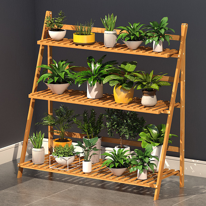 花架子客厅落地式多肉阶梯式置物阳台斜梯形花盆架托实木网红室内