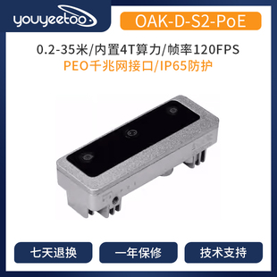 【OAK中国】[OAK-D-S2-PoE] 网络防水人工智能双目深度相机4K像素