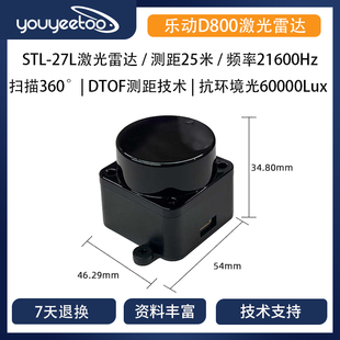 [乐动D800]激光雷达STL-27L测距传感器DTOF25米抗强光机器人避障