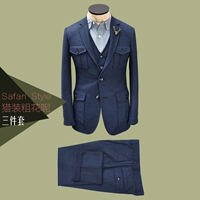 ZBTO Tây Tạng len xương cá tweed tweed Slim săn bắn người Anh retro phù hợp với ba mảnh - Suit phù hợp áo sơ mi nam