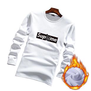 保暖衣服男士加绒打底衫长袖t恤加厚上衣冬季纯色长袖衫白色秋衣