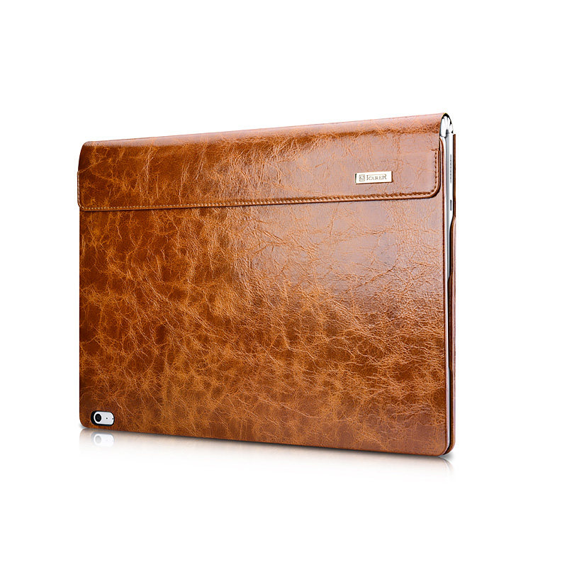 iCarer Oil Wax Vintage / Embossed Crocodile / Litchi Pattern Handmade Genuine Leather Detachable Flip Case for Surface Book