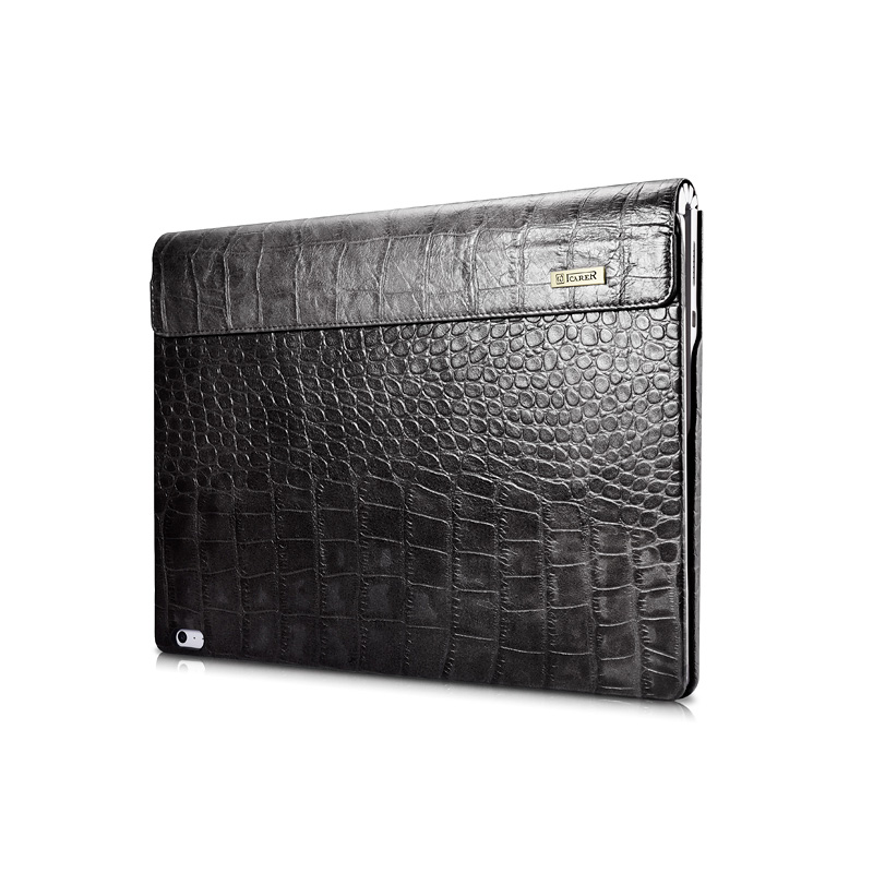 iCarer Oil Wax Vintage / Embossed Crocodile / Litchi Pattern Handmade Genuine Leather Detachable Flip Case for Surface Book