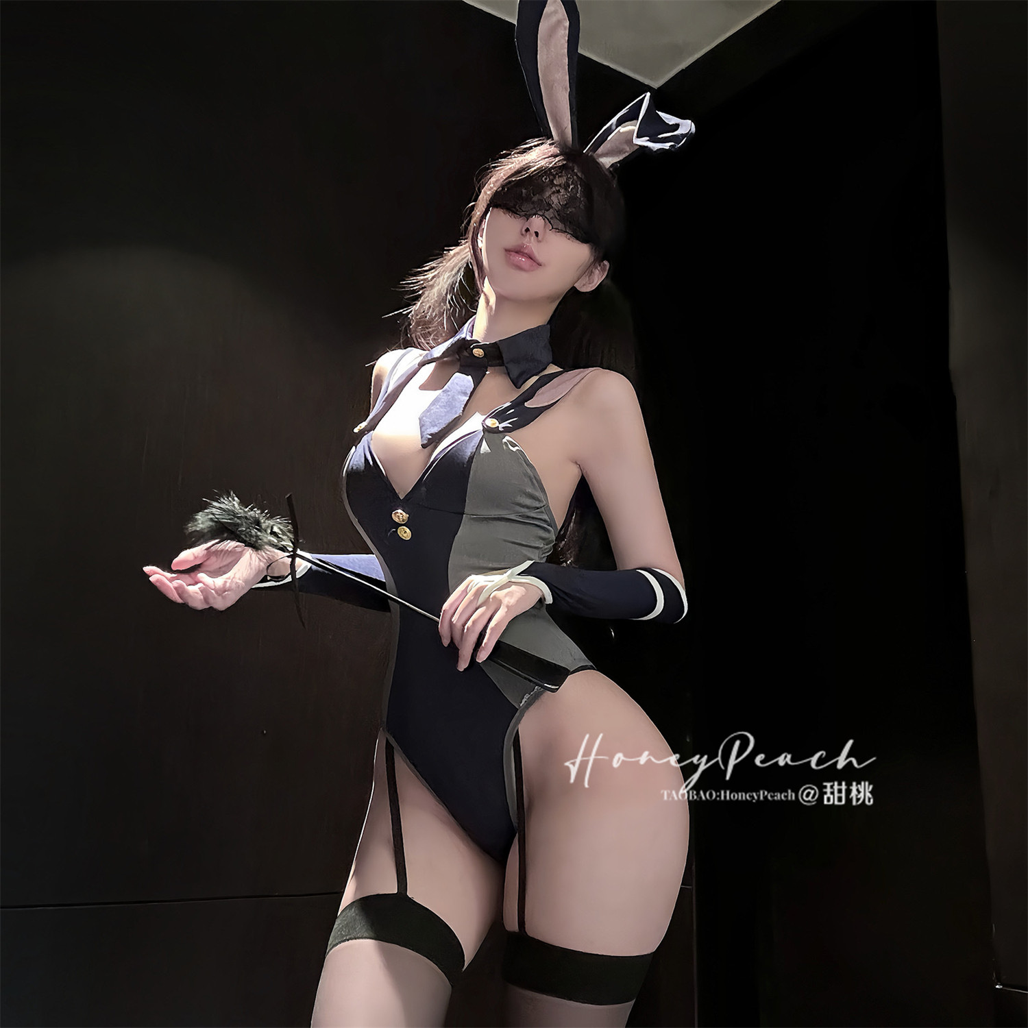 HP：欲欲一试*小胸兔女郎连体衣制服绑带性感睡衣纯欲深V角色扮演