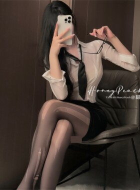 透视制服套装女衬衫包臀裙职业装