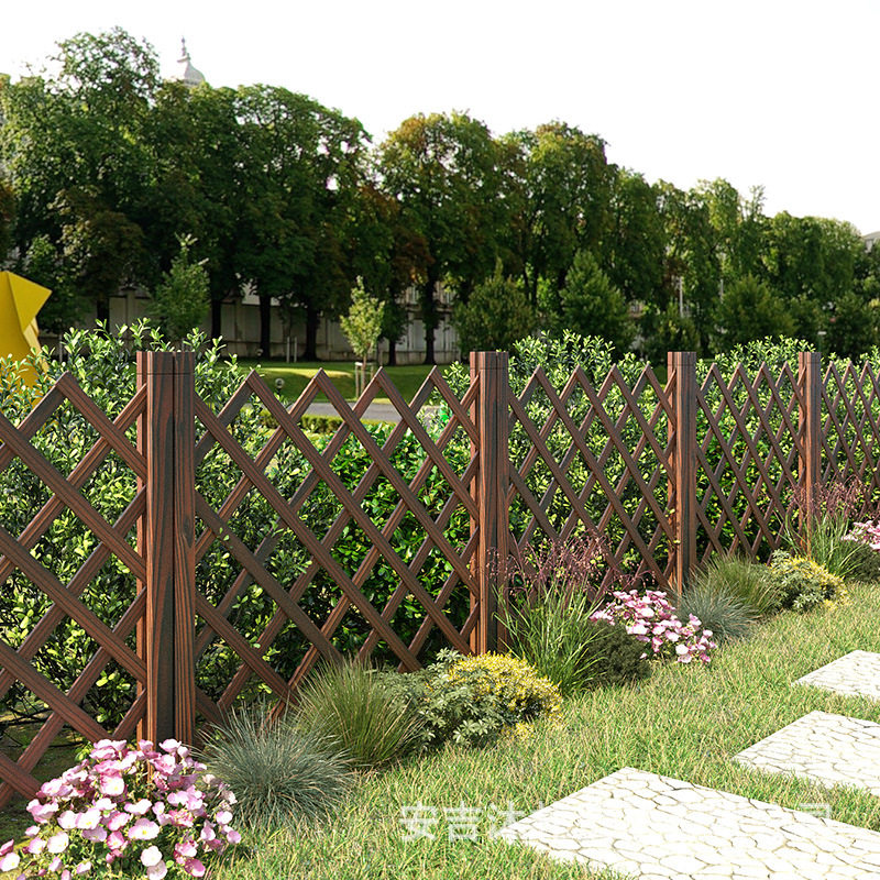 大型防腐碳化木栅栏庭院咖啡馆茶园隔断栅栏藤蔓类植物花架爬藤架