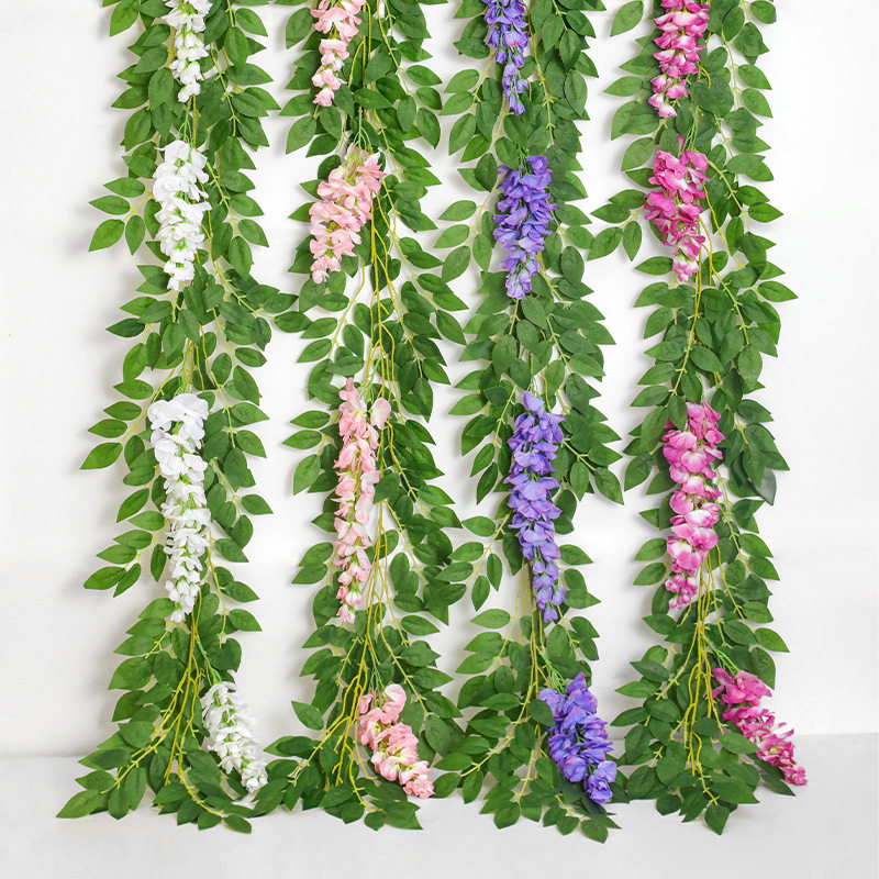 仿真紫藤花串假花藤条吊顶花串藤