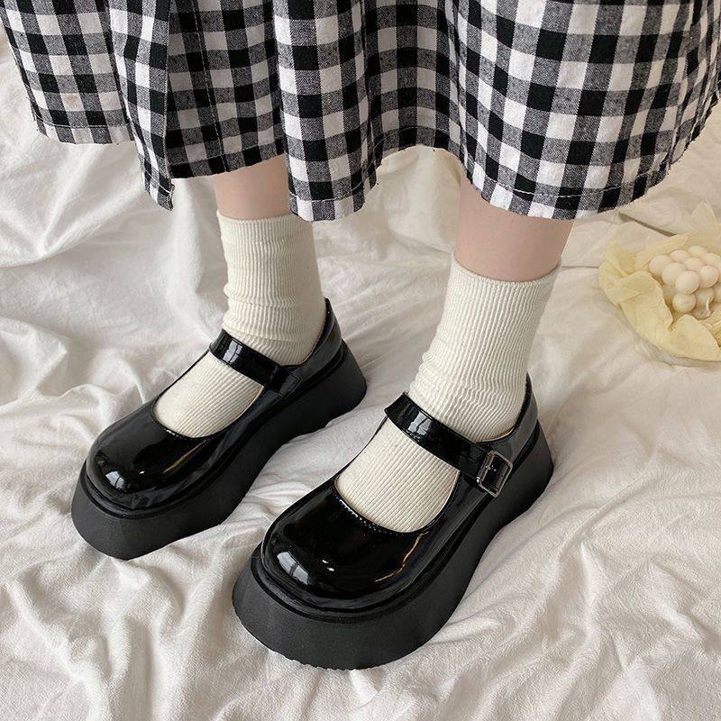 大头厚底松糕小皮鞋玛丽珍增