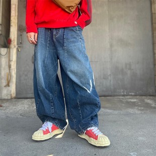 NEEDLES GFKTC蝴蝶欧美OS胖胖阔腿裤日系休闲灯笼水洗牛仔长裤子