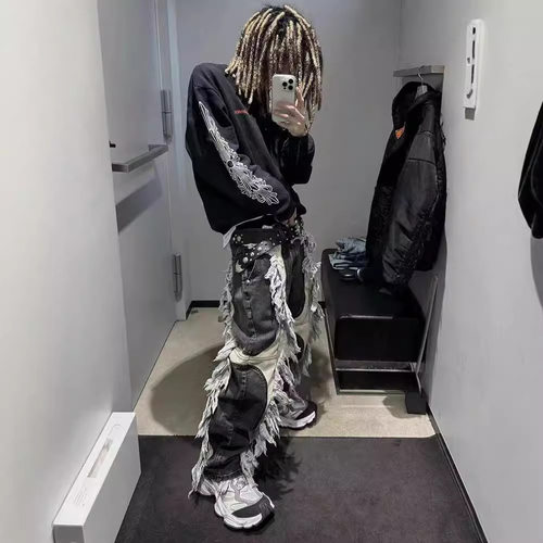 上身帅炸！Thugclub流苏牛仔裤