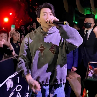 Thug club朴字范同款水洗重磅美式潮牌男士休闲破洞生连帽衫卫衣