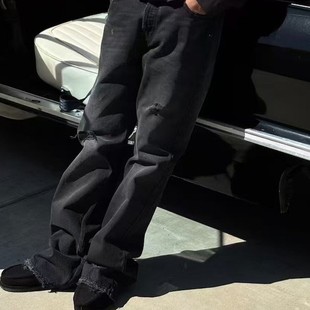 脚刀割休闲长裤 ERD 男复古宽松裤 街头潮牌破洞微喇牛仔裤 GFKC美式