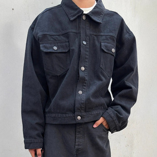 纯色夹克外套男女潮 kanye同款 VIBE ACW棉质重磅水洗做旧牛仔短款