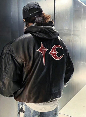 Thug Club美式潮牌重磅秋冬款机车棉服皮衣休闲男士连帽夹克外套