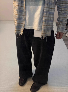 VIBE ACW1981M纯黑牛仔裤纯黑色宽松休闲简约基础通勤牛仔裤男