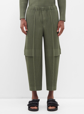 VIBE ACW JF144工装裤褶皱军绿色男士夏季休闲宽松日系九分长裤子