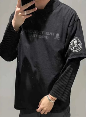 GRAILZ CRAZY 2026夏季新款联名骷髅美式潮牌男士短袖黑色宽松T恤