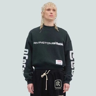 RRR123字母印花拼接美式街头拉链开衫卫衣休闲短宽OS廓形帽衫潮男