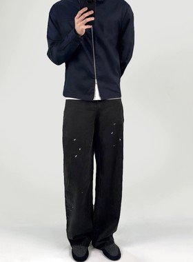 VIBE ACW美式纯棉cleanfit牛王ken同款黑色做旧水洗直筒牛仔裤潮