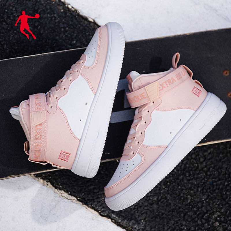 乔丹运动鞋女鞋高帮板鞋厚底学生官方正品休闲鞋子断码清仓35码36