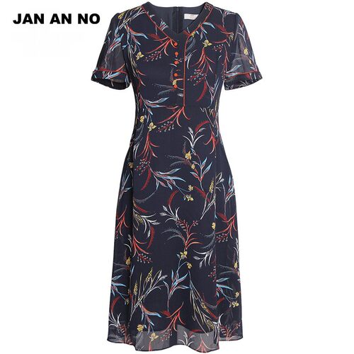 简爱诺花色短袖连衣裙夏季新品